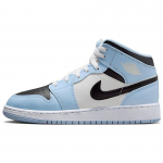 Air Jordan 1 Mid GS Ledo mėlyni vaiki&scaron;ki sportbačiai Black Sail White 555112-401 35.5