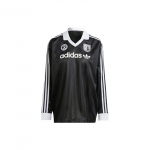 Adidas Originals Trefoil logotipas spausdintas V formos i&scaron;kirptės ilgomis rankovėmis mar&scaron;kinėliai moterims Topai Juodi IR9769 2XS-S