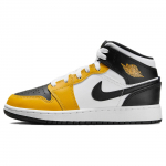 Air Jordan 1 Mid GS Geltonas Ocheras Vaikams Sportbačiai Juodi Balti DQ8423-701 38.5