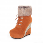 Madingi platforminiai batai moterims Suede Sniego batai &Scaron;ilti pliu&scaron;iniai batai Įsispiriami Užtrauktukas Moteri&scaron;ki Žieminiai Ankle Boots Moteri&scaron;ki Batai Moterų Platforminiai Batai 34 geltona