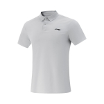 Li-Ning Patogūs Paprasti Vientisos Spalvos Greitai Džiūstantys Universalūs Madingi Mar&scaron;kinėliai Polo Trumpomis Rankovėmis Vyrams Vir&scaron;ūnės Monetos Pilka APLV287-7 S