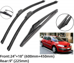 Skirta Renault Megane 2 2002-2006 m. 24 + 18 + 9 Priekiniai ir galiniai valytuvai Valytuvų &scaron;luostės Megane 2 2002-2006 24+18+9
