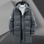 Vyri&scaron;ka žieminė striukė &scaron;ilta medvilninė pūkinė su gobtuvu parka vyrams vėjo nepraleidžianti pamink&scaron;tinta ilga striukė 9XL pilka