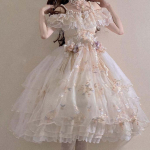 Vasarinė moteri&scaron;ka suknelė Saldi suknelė Lolita Suknelė siuvinėta puo&scaron;ni suknelė XL beveik baltos spalvos