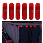 6 vnt. raudonų LED &scaron;oninių gabaritinių žibintų 12V vandeniui atsparūs priekabos žymėjimo žibintai sunkvežimiams, kemperiams, universaliems didelio atsparumo transporto priemonėms raudona