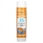 Barsukas, Vaikai, Natūralus mineralinis veido kremas nuo saulės, SPF 35, mandarinas ir vanilė, 18,4 g (0,65 uncijos)