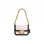 Coach Idol Bag 21 Madingas Logotipas Drobė Ir Oda Crossbody Pečių Krep&scaron;ys Mažas Moteri&scaron;ki krep&scaron;iai Žalvaris Rock-Salt Black CR671-B4WRL Basic Set (Bag+Dust Bag)