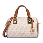 Michael Kors Grayson Signature Monogram Print Užtrauktuko Užsegama PVC Rankinė Moteri&scaron;kos rankinės Vanilės-Baltos 35S6GGYC1B-VANILLA Basic Set (Bag+Dust Bag)