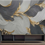 Kūrybinis menas Plunksnų 3D sienų freska Geometriniai ra&scaron;tai Nuotraukų tapetai Svetainė Televizija Sofa Miegamasis Freska Namų dekoras 200 cm(W) x 140 cm(H)