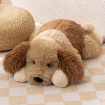 Didelis pliu&scaron;inis &scaron;uo Žaislas Didelis miegantis kim&scaron;tas Kawaii Ilgaplaukis &scaron;uniukas Mink&scaron;ta pagalvė Gyvūno dovana mergaitės gimtadieniui 50-60cm beige