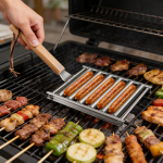 De&scaron;relių volelis BBQ grotelių stovas Nerūdijančio plieno Hotdogų volelis Grotelių laikikliai Ne&scaron;iojamas nelipnus kepsninės įrankis stovyklavimui, i&scaron;kylai CN