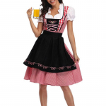 Moterų Oktoberfest kostiumas Voki&scaron;ki Bavari&scaron;ki alaus festivalio drabužiai Helovino karnavalo vakarėliui Dirndl suknelės Prijuostė XL juoda