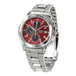 SEIKO vyri&scaron;kas chronografo laikrodis SND495P, ry&scaron;kiai raudonas ciferblatas, 1/20 sekundės tikslumo kvarcinis, nerūdijančio plieno apyrankė, atsparus vandeniui 50 m, autenti&scaron;kas JDM