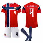 Paaugliams Vaikams Suaugusiems Individualus Pavadinimas Futbolo Apranga 2026 FIFA Pasaulio Taurė Norvegija Namų #9 BRAUT HAALAND Sportinis Treniruočių Džersis su Kojinėmis 22