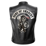 Vyri&scaron;ka Sons of Anarchy SOA Punk Juoda Odinė Motociklininko Liemenė Pavasaris Ruduo Lauko Važiavimas Biker Gilet Striukė M gray