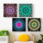 HUACAN 4 vnt./rinkinys Paveikslas su deimantais Menas Mandala Deimantinis paveikslas 5D Deimantinis Siuvinėjimas