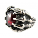 Bague cr&eacute;ateur 'Thorgal' rouge argent&eacute; vieilli - 23x17 mm