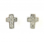 Les Tr&eacute;sors De Lily [N3019] - Boucles Argent 'Croix' blanc - 8x6 mm sidabras