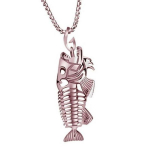 Žuvies kaulas Žuvies skeletas pakabukas banglentininko grandinės karoliai auksiniai juodi unisex papuo&scaron;alai