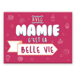 Les Tr&eacute;sors De Lily [A3617] - Magnet c&eacute;ramique 'Mamie' rose (avec Mamie c'est la belle vie) - 8x6 cm įvairiaspalvis