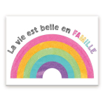 Les Tr&eacute;sors De Lily [A3631] - Magnet c&eacute;ramique 'La vie est belle en Famille' multicolore - 8x6 cm įvairiaspalvis
