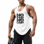 &bdquo;Muscleguys&ldquo; vyrų kūno rengybos laisvi, lengvi mar&scaron;kinėliai be rankovių, vasariniai medvilniniai marginti &bdquo;No Pain No Gain&ldquo; treniruoklių salė XXL