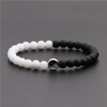 Distance beaded Bracelet Fashion Natural Stone two colors Yin Yang Charm Bracelets for Men Women Friendship couple Bracelet Style O black