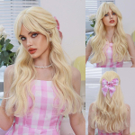 Moterų Helovino Velykų undinėlės modeliavimo perukas ilgas garbanotas perukas Cospaly viso galvos apdangalo grožio puo&scaron;ybos perukas 70cm 27.55 Inch rausvai geltonas