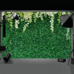 Žalių lapų fono uždanga gėlėta 3D vestuvių gimtadienio vakarėlio fono rekvizitai 1.5x1m žalia