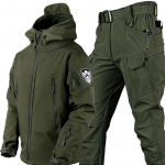 &bdquo;Shark Skin Soft Shell&ldquo; rudens ir žiemos pliu&scaron;inis sustorėjęs alpinizmo taktikos mokymas, kvėpuojantis, vėjui atsparus įkrovimo kostiumas S armijos žalia spalva