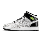 Air Jordan 1 Mid SE GS DIY Vaikų sportbačiai Balti Juodi Volt DC4099-100 36.5