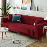 Prabangus aksominis sofos užvalkalas Super &scaron;iltas elastingas sofos užvalkalas svetainei vienspalvis baldų apsauginis fotelis užvalkalas 4seater 230-300cm raudona