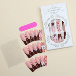 Long Pipe Wear Nail Chocolate French Bow Pearl Fake Nail Nuimamas Nail Art Nagų gabaliukas