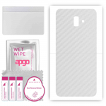 apgo Protective Skin Sticker for the back compatible with Samsung Galaxy J6 Plus, Wrap Film, Foil, Vinyl - Pattern Transparent Carbon
