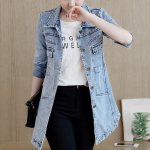 Rudeninė džinsinė striukė moterims Laisvi laisvalaikio mėlyni moteri&scaron;ki paltai Moteri&scaron;ki vir&scaron;utiniai drabužiai su apatine apykakle džinsinis paltas Moteri&scaron;kas