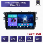 9 colių Android 2Din automobilio garso radijas DVD skirtas Toyota Corolla E140 150 2006-2013 Multimedijos grotuvas Navigacija Stereo radijas WIFI 1+16GB