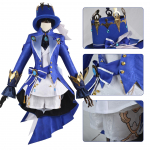 Anime žaidimas Focalors Cosplay Furina Kepurė Perukas Plaukai Pilnas komplektas Apranga Karnavalas Moteri&scaron;ka apranga Suknelė Helovino kostiumas M-(Suit+Wig+Hat)