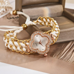 Clover inlaid with diamonds, elegant dial decoration, woven lazy person drawstring bracelet watch balta