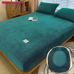 Soft Warm Plush Fitted Sheet Elastic Mattress Cover Winter Warm Plush Mattress Protective Cover Winter Double Bed Bedding Bedcover Only a Sheet 90x200cm Only A sheet