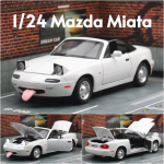 Naujas 1/24 Mazda Miata MX5 kabrioletas sportinis automobilis žaislinis automobilio modelis Lieto lydinio metalo miniatiūrinės transporto priemonės modelio garso ir &scaron;viesos kolekcija Dovana berniukams balta