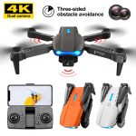 RC dronas su kamera 4K Dual Carema RC keturkopteris su funkcine kliūčių vengimo trajektorija black-dual camera-3 battery juoda