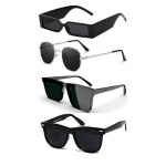 &bdquo;Sheomy Unisex Combo&ldquo; pasiūlymas 4 atspalvių akinių paketas Black Candy MC stan Stačiakampis Retro Vintage siauri akiniai nuo saulės moterims::Vyrai