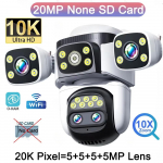 10K WiFi6 lauko kamera 20MP 10x optika priartinimas keturių ekranų keturių objektyvų PTZ automatinis sekimas 6K dvigubas objektyvas, vandeniui atsparus CCTV 10K Camera