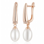 Paprasti sintetiniai perlų kabančiai auskarai moterims, madingi auksiniai mikro inkrustuoti cirkonio auskarai vakarėliui, vestuvėms, perlų papuo&scaron;alai