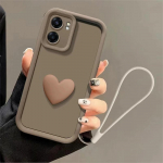 Telefono dėklas Motorola Edge 50 Fusion Moto G75 G55 G35 G85 G84 G22 G14 G04 G54 su meilės &scaron;irdelės rankos grandinėle ir virvele For Edge50Fusion