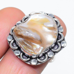 Biwa Pearl Handmade 925 Sterling Silver Jewelry Ring Size 8 l6z28