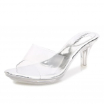 Crystal High Heeled Slippers Women Sandals Transparent Slippers Outside Ladies Shoes Womens Sexy Shoes Designer Sandals 5-8cm 38
