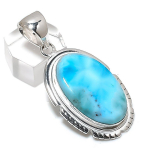 Natural Larimar Gemstone Handmade 925 Sterling Silver Jewelry Pendant 2.05 p4z63