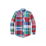 Polo Ralph Lauren SS22 Oxfordo audinio spalvoti blokai dryžuotas languotas mar&scaron;kinys Vyri&scaron;ki mar&scaron;kiniai Raudonas MNPOWOV16821-961 L