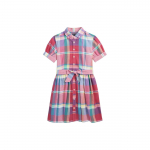 Polo Ralph Lauren Suknelė Ss24 Languotas Apykaklė Viengubas Kaklarai&scaron;tis Trumpomis Rankovėmis Vaikams Raudona CWPODRSG3D20772-600 L